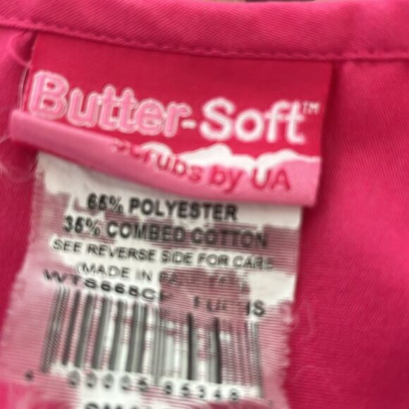 (2) Butter Soft by UA set of (2) scrub tops size Small . Gray & pink - Picture 12 of 12